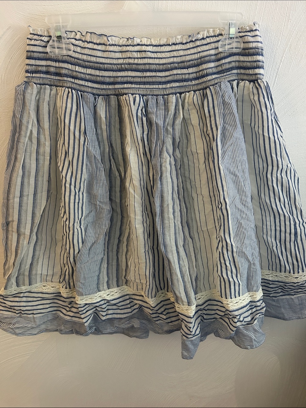 Max Studio Lightweight Blue Striped Cotton Skirt - Picture 9 of 9